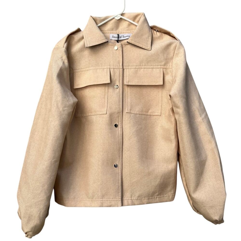House of Sunny Collared Utility Worker Jacket Wicker Snap Front Women's 2 NEW